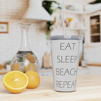 Eat Sleep BeachPlastic Tumbler with Straw - RobbNPlunder